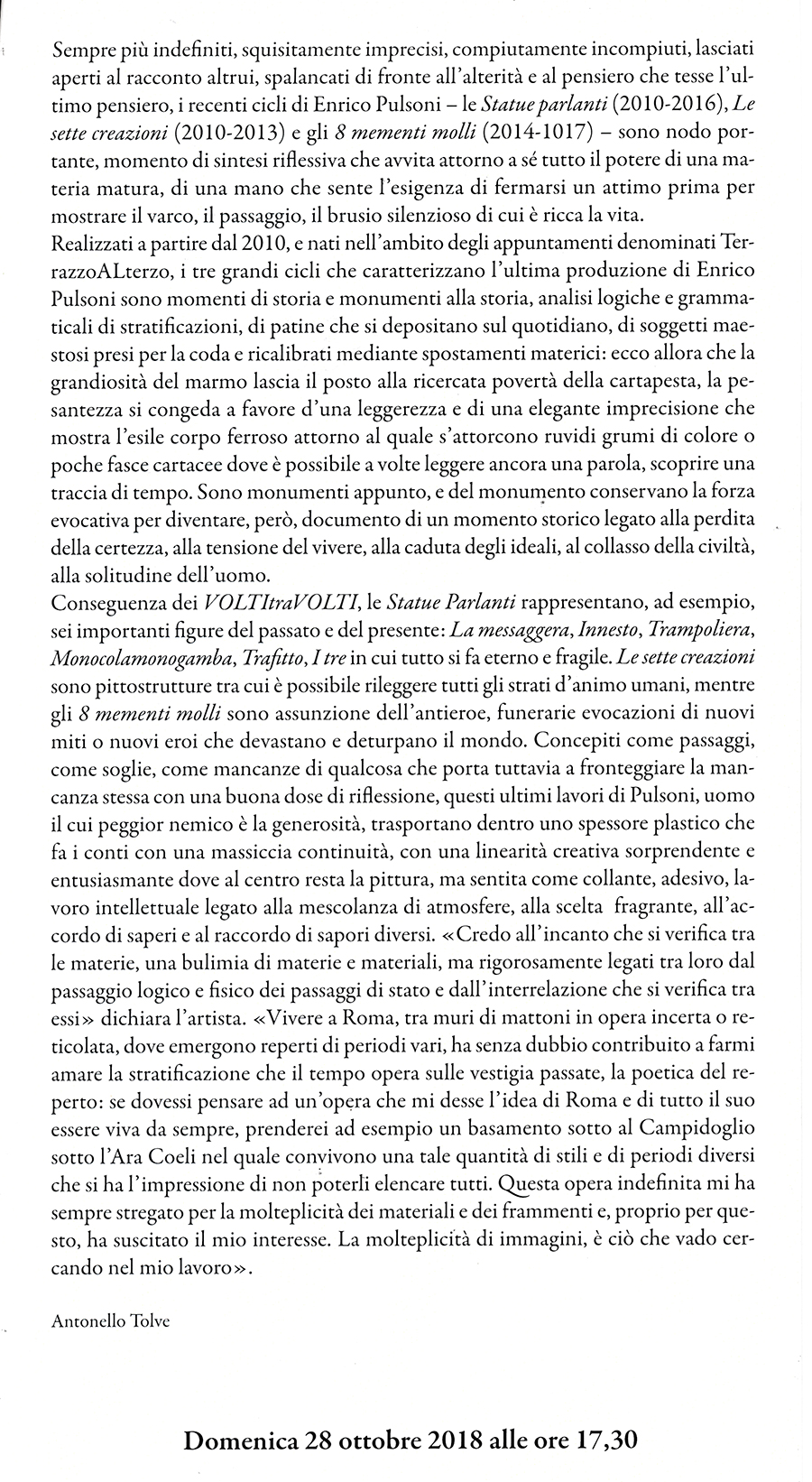 2018 Roma Fondazione Filiberto e Bianca Menna testo di Antonello Tolve