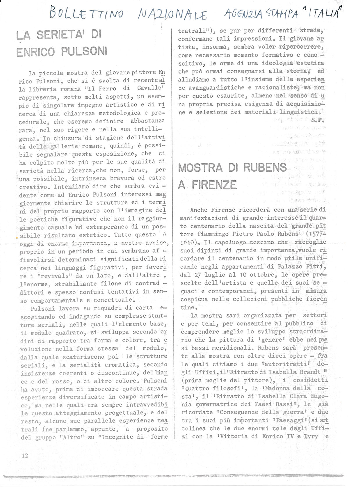 1977 Roma Ferro di cavallo Agenzia stampa Italia